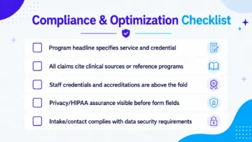 content optimization for drug rehab - Compliance & Optimization Checklist