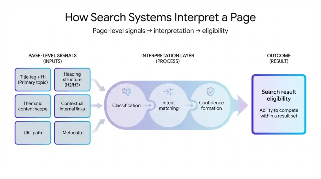 On-Page SEO - how search systems understand a page 3 on-page seo factors infographics