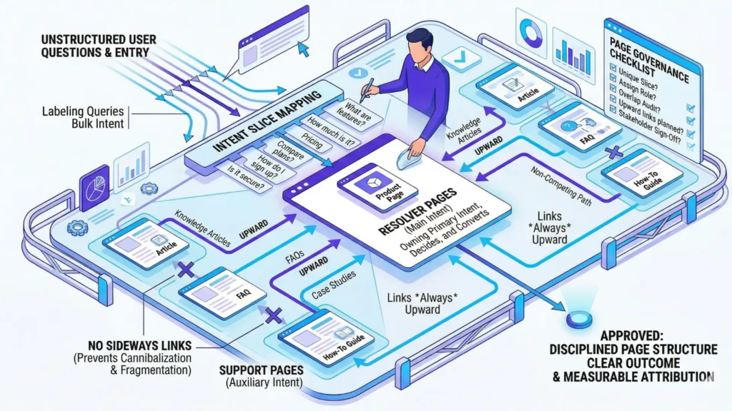 Page hierarchy - why pages cooperate not compete (decision‑level system model) 8 page hierarchy infographics 02 8