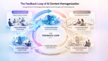 AI Content Sameness: Why Median Outputs Flatten Differentiation 5 ai amplifies sameness infographic 02 5