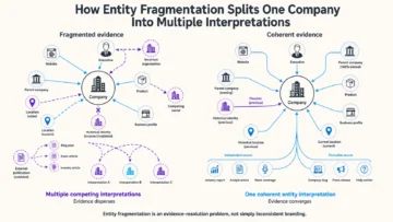 Entity Fragmentation: Why AI Trust Cannot Accumulate 3 entity authority for ai search infographics 01