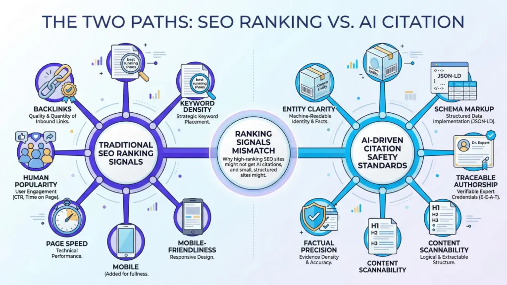 Why Ranking Signals Don’t Carry Into AI Search 3 ranking signals mismatch infographics 01 3