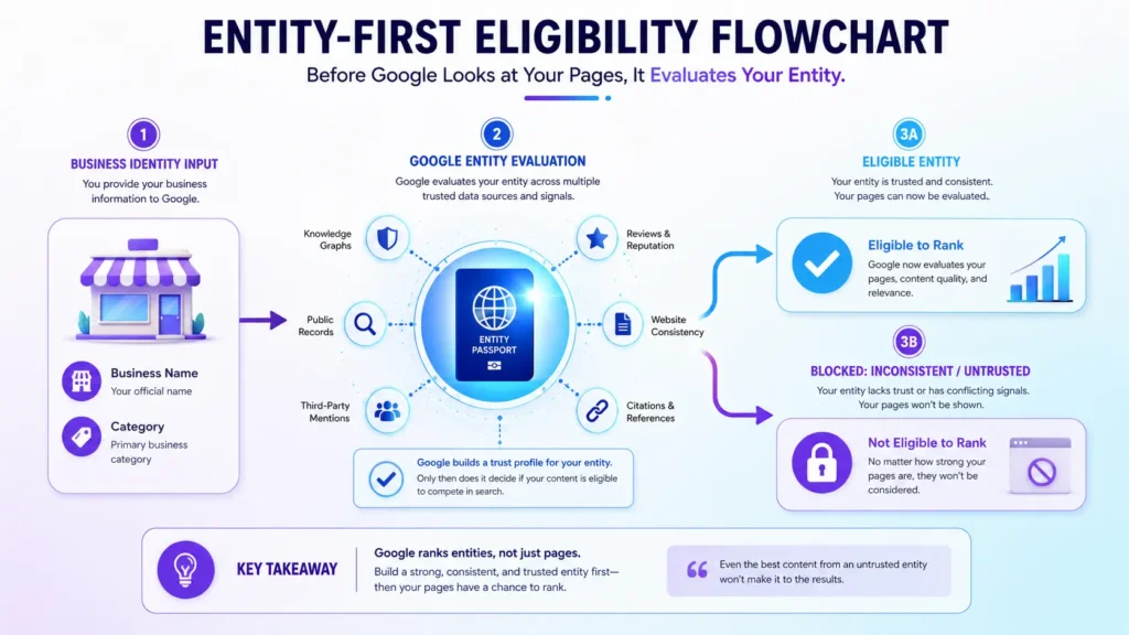 Entity First Local Search: Why Page Strength Doesn’t Guarantee Maps Visibility 2 local search entity evaluation infographic 01