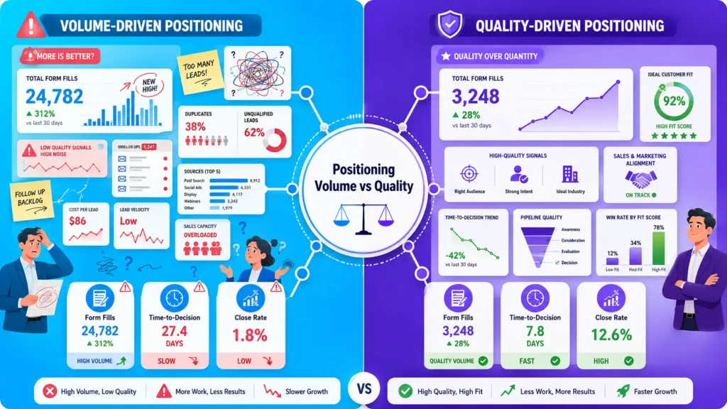 Why Reducing Lead Volume Can Strengthen Positioning and Improve Outcomes 5 positioning volume vs quality infographic 02