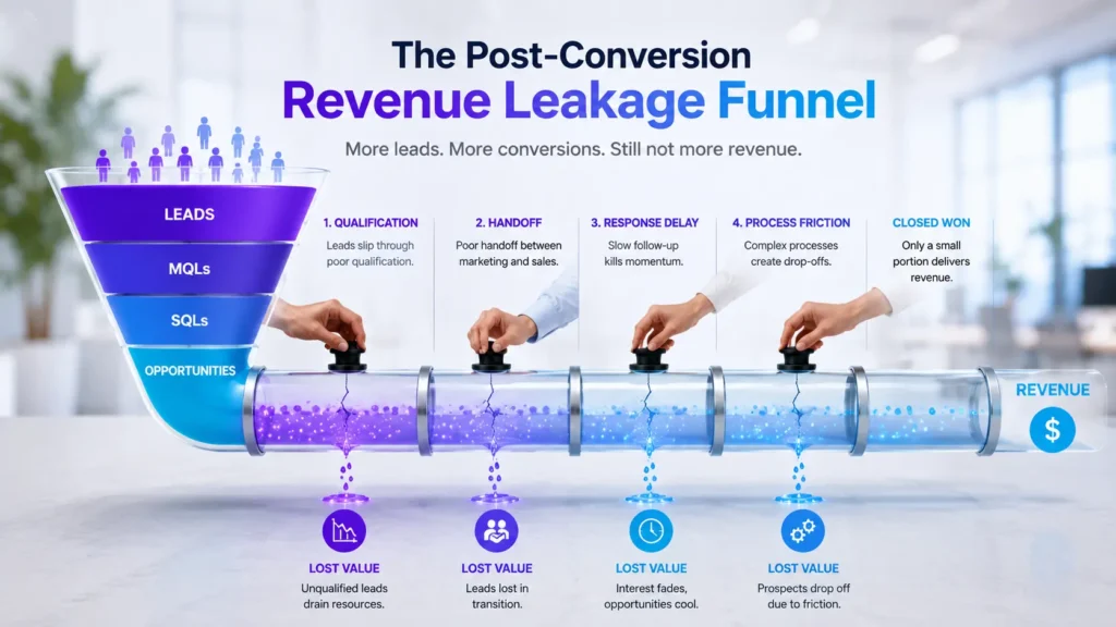 Why Post-Conversion Improvements Don’t Show Up in Revenue 2 post-conversion revenue leakage infographic 01