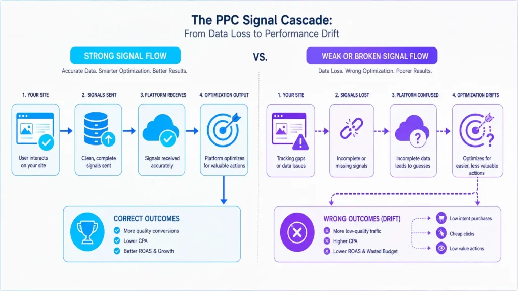 When PPC Performance Reports Shift Even Though Campaigns Didn’t - Why Signal Loss Breaks Optimization 2 ppc signal loss infographic 01