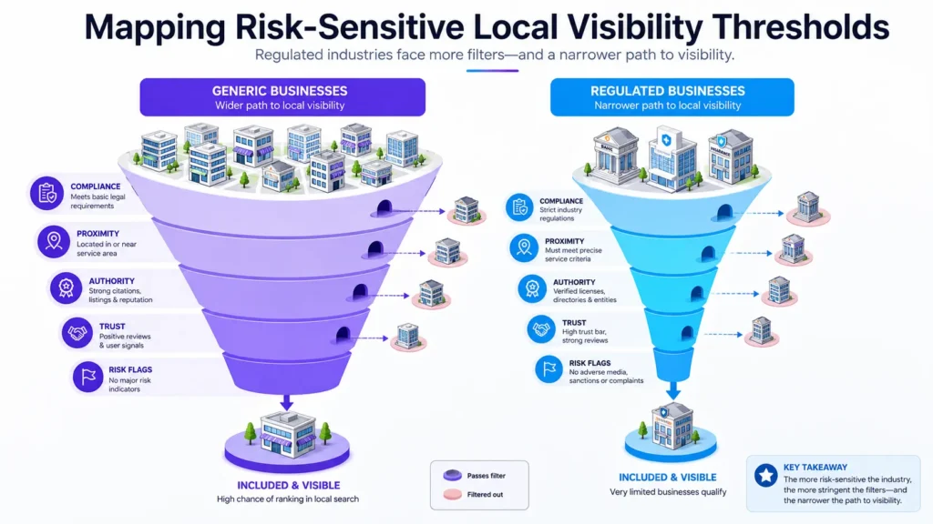 When Local Search Hides You: Risk‑Sensitive Visibility in Regulated Industries 2 risk‑sensitive local visibility infographic 01